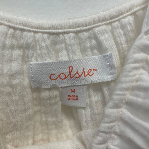 Colsie Womens White Textured Cotton Flowy Tank Top Size M - Picture 3 of 5
